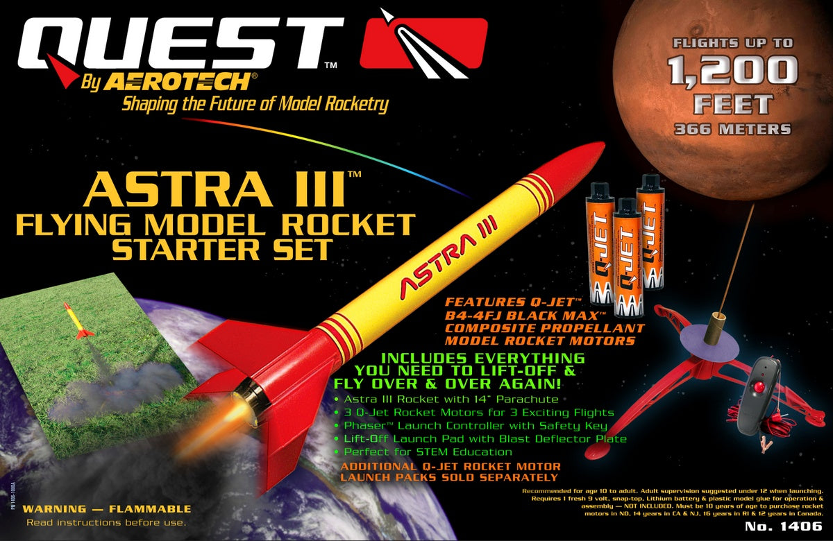 Quest Astra III Flying Model Rocket Starter Set Endeavour Aerospace